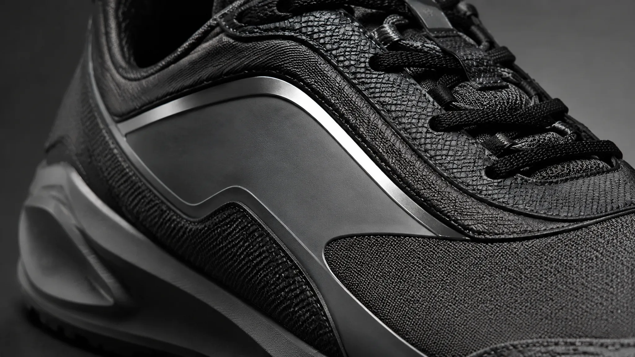 Close footwear material study showing highlights and surface response
