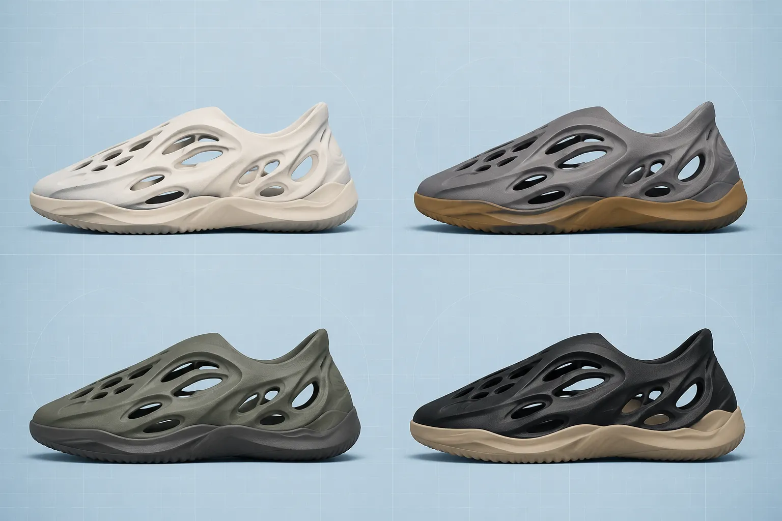 Footwear render comparison board showing controlled variants and review-stage handoff notes