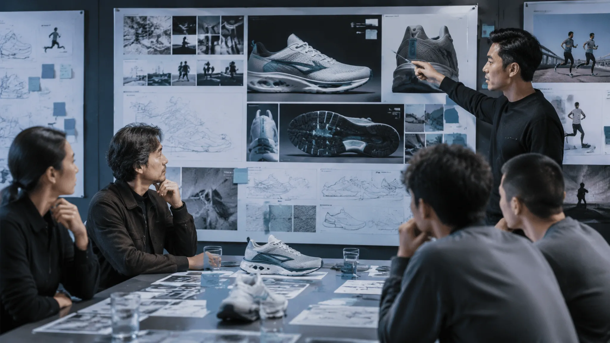 Footwear campaign mockup review with source, audience, and usage fields